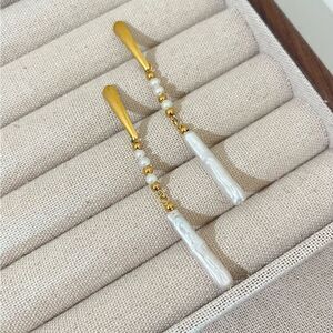 Handmade Pearl Earrings Titanium steel gold plated Earrings Waterproof Earrings